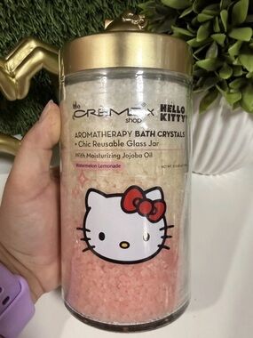 Watermelon Lemon NEW The Crème Shop Sanrio Hello Kitty Bath Crystals Glass Jar